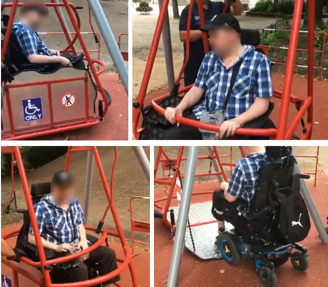 Balançoire pour adulte handicapé en fauteuil roulant