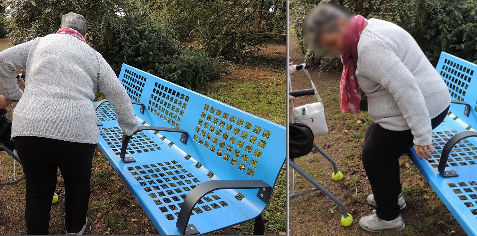 Banc pour maison de retraite. Fauteuil extérieur pour ehpad.