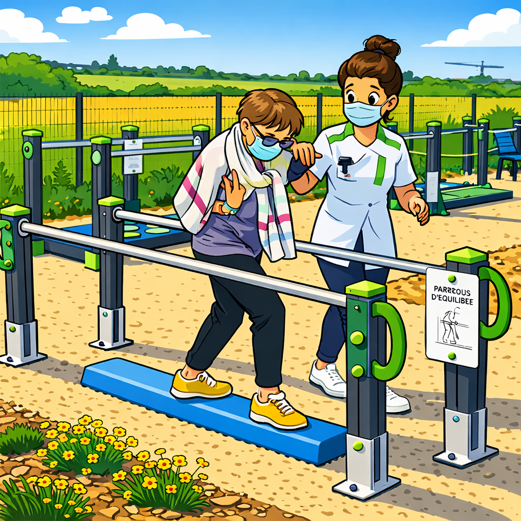 Barres parallèles pour parcours de rééducation