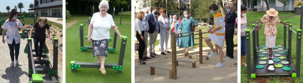 Exercice d’enjambement d’obstacle pour la prévention des chutes chez la personne âgée